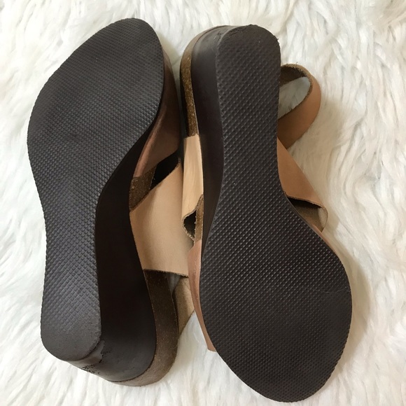 Pedro Iniesta Brown sling back Leather Cork Wedge - Picture 6 of 8